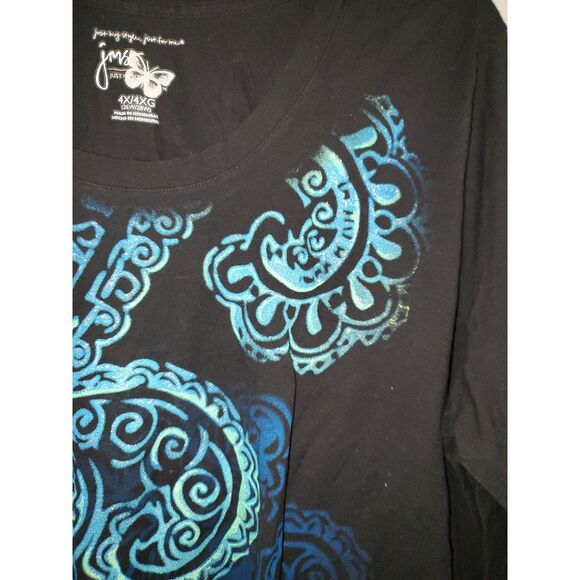 |A Just My Size Women's Plus Long-Sleeved Graphic Tee-Shirt Blue Paisley Size 4X - Picture 9 of 10